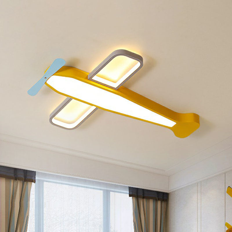 Metallic Aircraft LED Flush Mount Childrens Yellow Flushmount Ceiling Light for Nursery Clearhalo 'Ceiling Lights' 'Close To Ceiling Lights' 'Close to ceiling' 'Flush mount' Lighting' 2247269