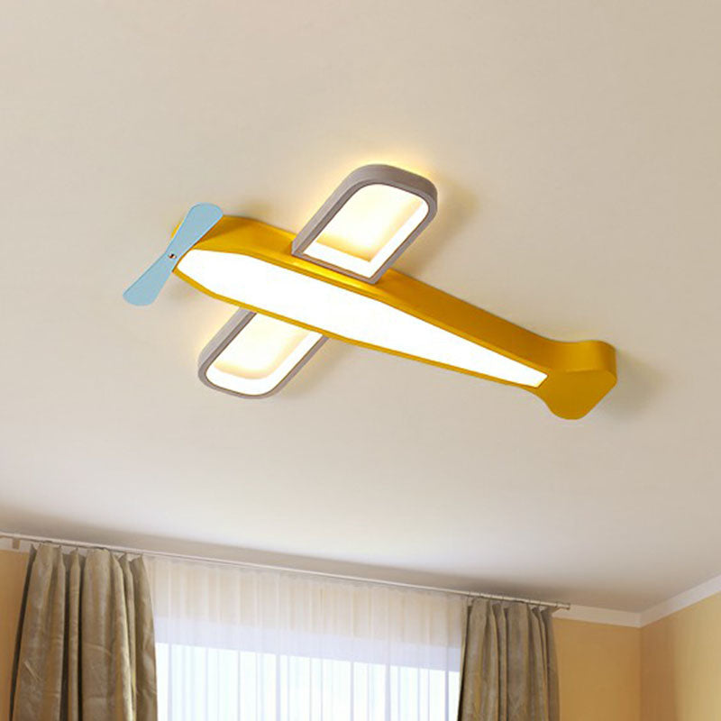 Metallic Aircraft LED Flush Mount Childrens Yellow Flushmount Ceiling Light for Nursery Clearhalo 'Ceiling Lights' 'Close To Ceiling Lights' 'Close to ceiling' 'Flush mount' Lighting' 2247271