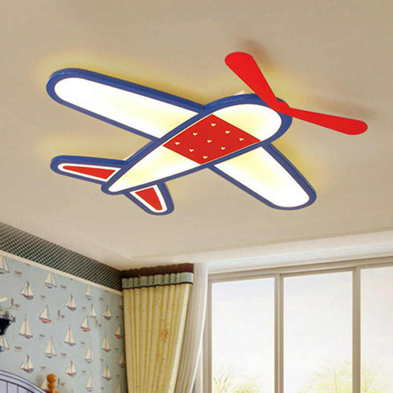 Plane Acrylic Flush Ceiling Light Kids Red LED Flush Mount Lighting Fixture for Bedroom Clearhalo 'Ceiling Lights' 'Close To Ceiling Lights' 'Close to ceiling' 'Flush mount' Lighting' 2247276