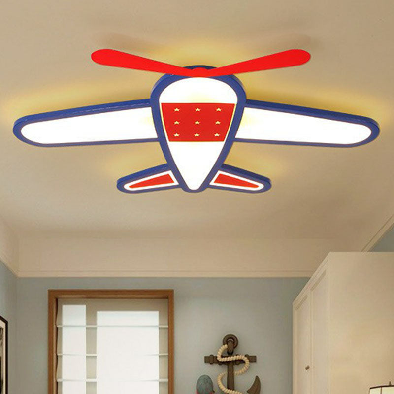 Plane Acrylic Flush Ceiling Light Kids Red LED Flush Mount Lighting Fixture for Bedroom Clearhalo 'Ceiling Lights' 'Close To Ceiling Lights' 'Close to ceiling' 'Flush mount' Lighting' 2247277