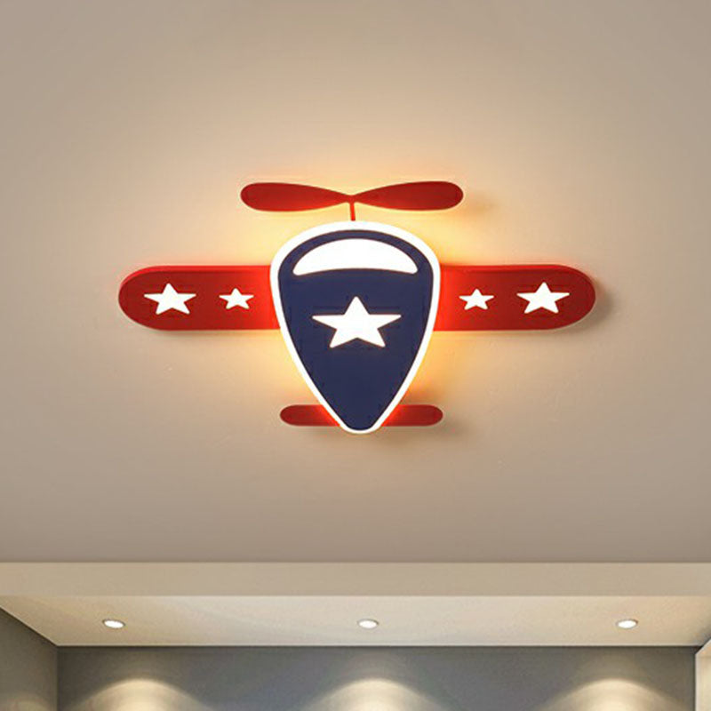 Aircraft LED Flush Mount Light Simplicity Acrylic Red Flush Mount Ceiling Light for Child Room Clearhalo 'Ceiling Lights' 'Close To Ceiling Lights' 'Close to ceiling' 'Flush mount' Lighting' 2247279