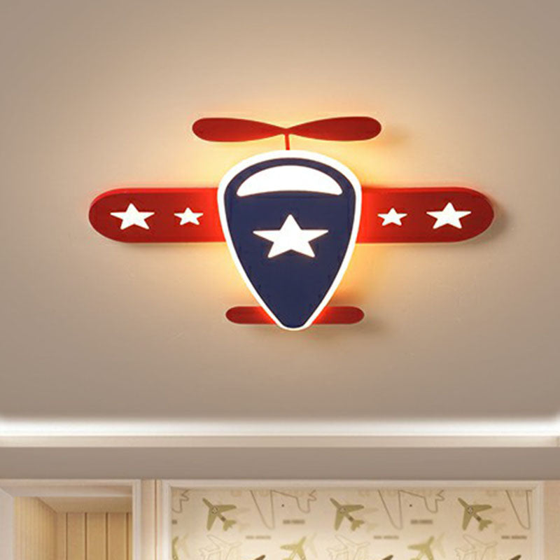 Aircraft LED Flush Mount Light Simplicity Acrylic Red Flush Mount Ceiling Light for Child Room Clearhalo 'Ceiling Lights' 'Close To Ceiling Lights' 'Close to ceiling' 'Flush mount' Lighting' 2247284