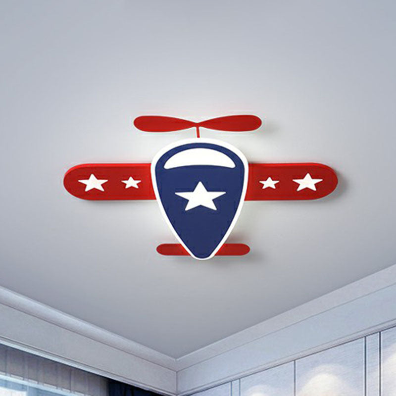 Aircraft LED Flush Mount Light Simplicity Acrylic Red Flush Mount Ceiling Light for Child Room Clearhalo 'Ceiling Lights' 'Close To Ceiling Lights' 'Close to ceiling' 'Flush mount' Lighting' 2247286