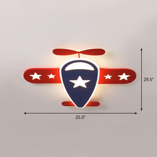 Aircraft LED Flush Mount Light Simplicity Acrylic Red Flush Mount Ceiling Light for Child Room Red 29.5" Third Gear Clearhalo 'Ceiling Lights' 'Close To Ceiling Lights' 'Close to ceiling' 'Flush mount' Lighting' 2247289