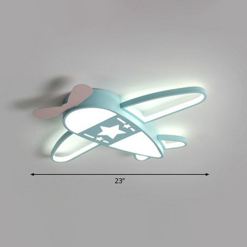 Minimalist Airplane Flush Light Acrylic Kids Bedroom LED Flush Ceiling Light Fixture Blue 23" White Clearhalo 'Ceiling Lights' 'Close To Ceiling Lights' 'Close to ceiling' 'Flush mount' Lighting' 2247295