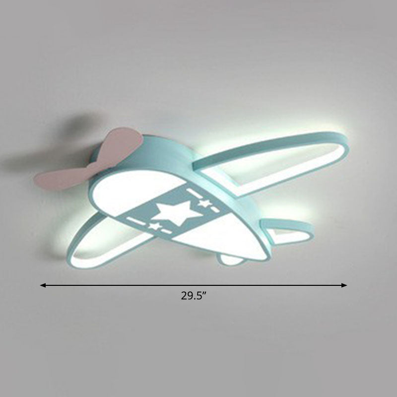 Minimalist Airplane Flush Light Acrylic Kids Bedroom LED Flush Ceiling Light Fixture Blue 30" White Clearhalo 'Ceiling Lights' 'Close To Ceiling Lights' 'Close to ceiling' 'Flush mount' Lighting' 2247297