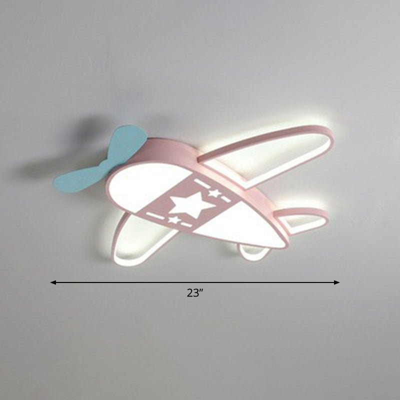 Minimalist Airplane Flush Light Acrylic Kids Bedroom LED Flush Ceiling Light Fixture Pink 23" Third Gear Clearhalo 'Ceiling Lights' 'Close To Ceiling Lights' 'Close to ceiling' 'Flush mount' Lighting' 2247299