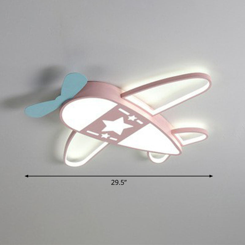 Minimalist Airplane Flush Light Acrylic Kids Bedroom LED Flush Ceiling Light Fixture Pink 30" White Clearhalo 'Ceiling Lights' 'Close To Ceiling Lights' 'Close to ceiling' 'Flush mount' Lighting' 2247300