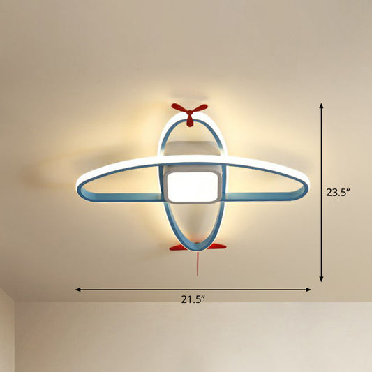 Airplane Bedroom LED Flush Mount Acrylic Childrens Flushmount Ceiling Light in Blue Blue Warm Clearhalo 'Ceiling Lights' 'Close To Ceiling Lights' 'Close to ceiling' 'Flush mount' Lighting' 2247309