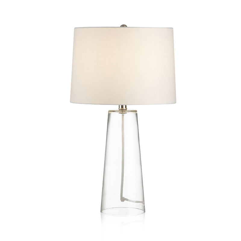 Tapered Table Lamp Modern Clear Handblown Glass Single Living Room Nightstand Lighting with Fabric Shade in White Clearhalo 'Lamps' 'Table Lamps' Lighting' 2247370