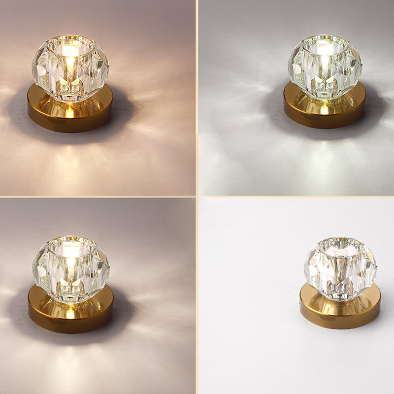 Modern Bud Shape LED Flush Mount Faceted Crystal Corridor Flushmount Ceiling Light Bronze Third Gear Clearhalo 'Ceiling Lights' 'Close To Ceiling Lights' 'Close to ceiling' 'Flush mount' Lighting' 2247431