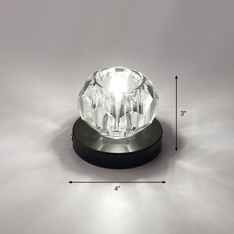 Modern Bud Shape LED Flush Mount Faceted Crystal Corridor Flushmount Ceiling Light Black White Clearhalo 'Ceiling Lights' 'Close To Ceiling Lights' 'Close to ceiling' 'Flush mount' Lighting' 2247433