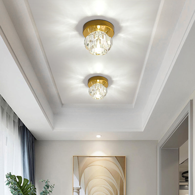 Modern Bud Shape LED Flush Mount Faceted Crystal Corridor Flushmount Ceiling Light Clearhalo 'Ceiling Lights' 'Close To Ceiling Lights' 'Close to ceiling' 'Flush mount' Lighting' 2247434