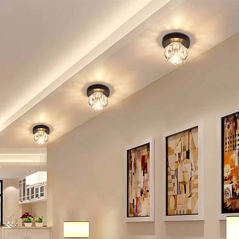 Modern Bud Shape LED Flush Mount Faceted Crystal Corridor Flushmount Ceiling Light Clearhalo 'Ceiling Lights' 'Close To Ceiling Lights' 'Close to ceiling' 'Flush mount' Lighting' 2247436