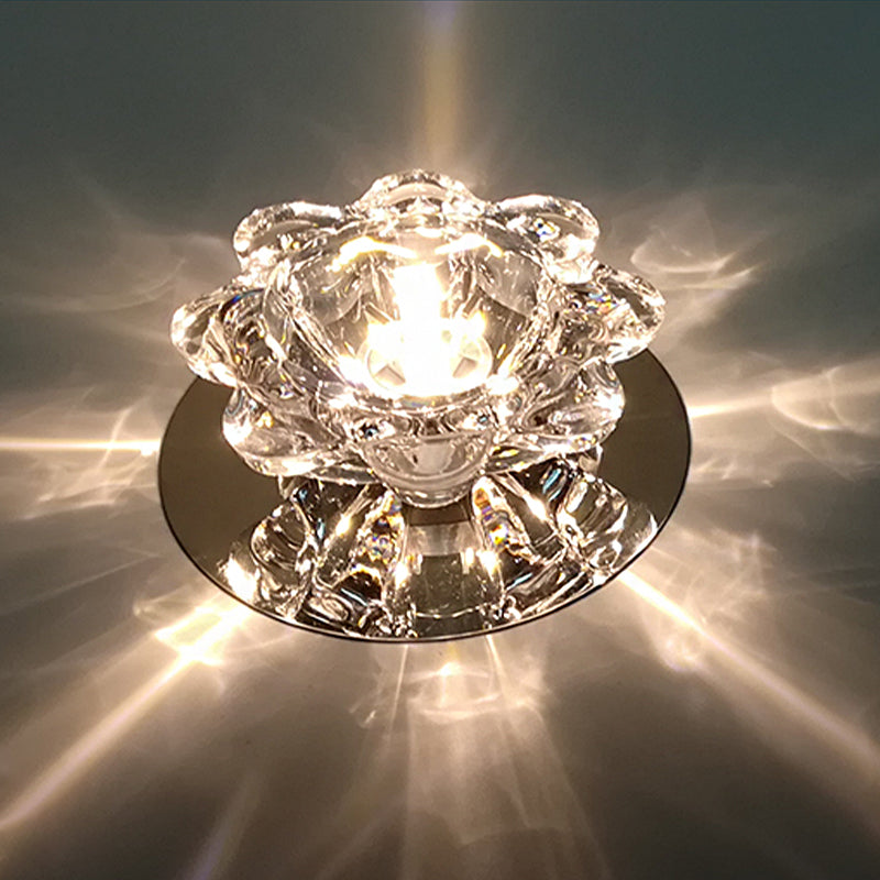 Clear Floral Flush Ceiling Light Contemporary Crystal LED Flush Mount Lighting Fixture Clear Warm Clearhalo 'Ceiling Lights' 'Close To Ceiling Lights' 'Close to ceiling' 'Flush mount' Lighting' 2247490