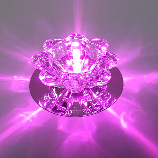 Clear Floral Flush Ceiling Light Contemporary Crystal LED Flush Mount Lighting Fixture Clear Purple Clearhalo 'Ceiling Lights' 'Close To Ceiling Lights' 'Close to ceiling' 'Flush mount' Lighting' 2247491