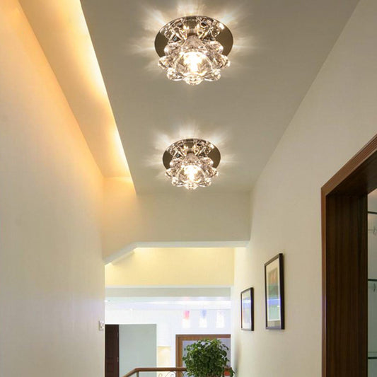 Clear Floral Flush Ceiling Light Contemporary Crystal LED Flush Mount Lighting Fixture Clearhalo 'Ceiling Lights' 'Close To Ceiling Lights' 'Close to ceiling' 'Flush mount' Lighting' 2247494