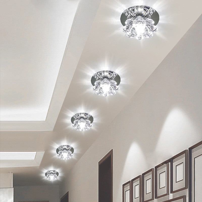 Clear Floral Flush Ceiling Light Contemporary Crystal LED Flush Mount Lighting Fixture Clearhalo 'Ceiling Lights' 'Close To Ceiling Lights' 'Close to ceiling' 'Flush mount' Lighting' 2247496