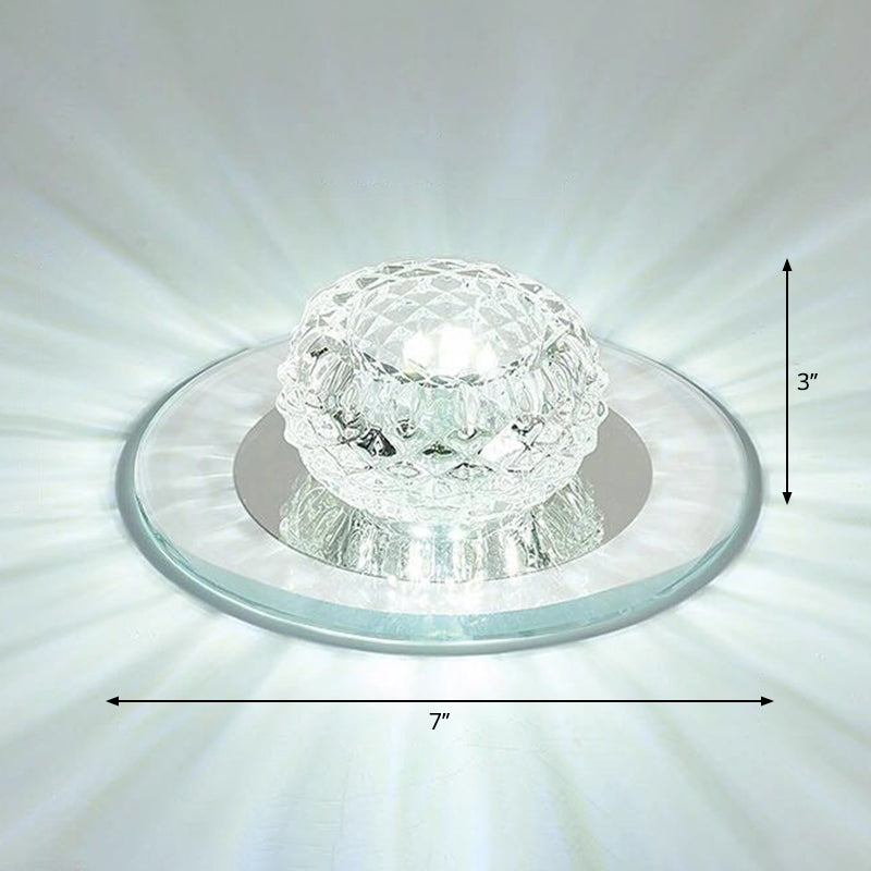 Bud Flush Ceiling Light Contemporary Crystal Corridor LED Flush Mount Lighting Fixture in Clear Clear White Clearhalo 'Ceiling Lights' 'Close To Ceiling Lights' 'Close to ceiling' 'Flush mount' Lighting' 2247533