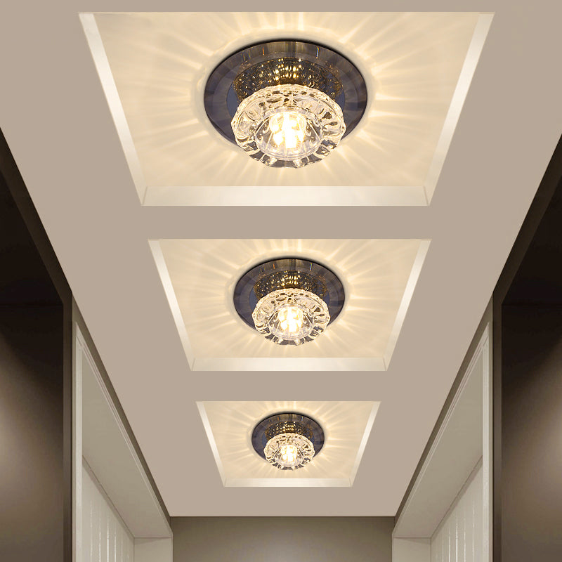 Floral Flush Ceiling Light Contemporary Crystal Entryway LED Flush Mount Lighting Fixture Clearhalo 'Ceiling Lights' 'Close To Ceiling Lights' 'Close to ceiling' 'Flush mount' Lighting' 2247571