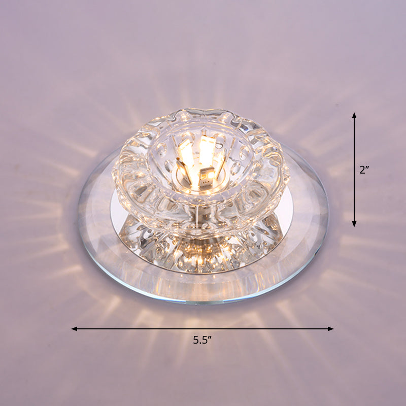 Floral Flush Ceiling Light Contemporary Crystal Entryway LED Flush Mount Lighting Fixture Clear Warm Clearhalo 'Ceiling Lights' 'Close To Ceiling Lights' 'Close to ceiling' 'Flush mount' Lighting' 2247572
