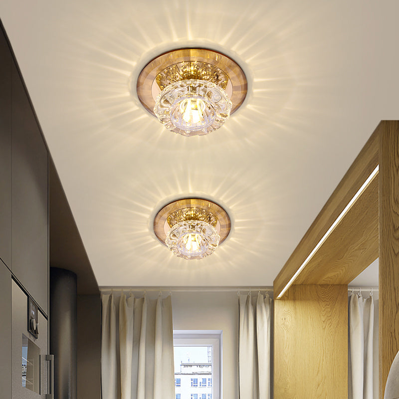 Floral Flush Ceiling Light Contemporary Crystal Entryway LED Flush Mount Lighting Fixture Clearhalo 'Ceiling Lights' 'Close To Ceiling Lights' 'Close to ceiling' 'Flush mount' Lighting' 2247574