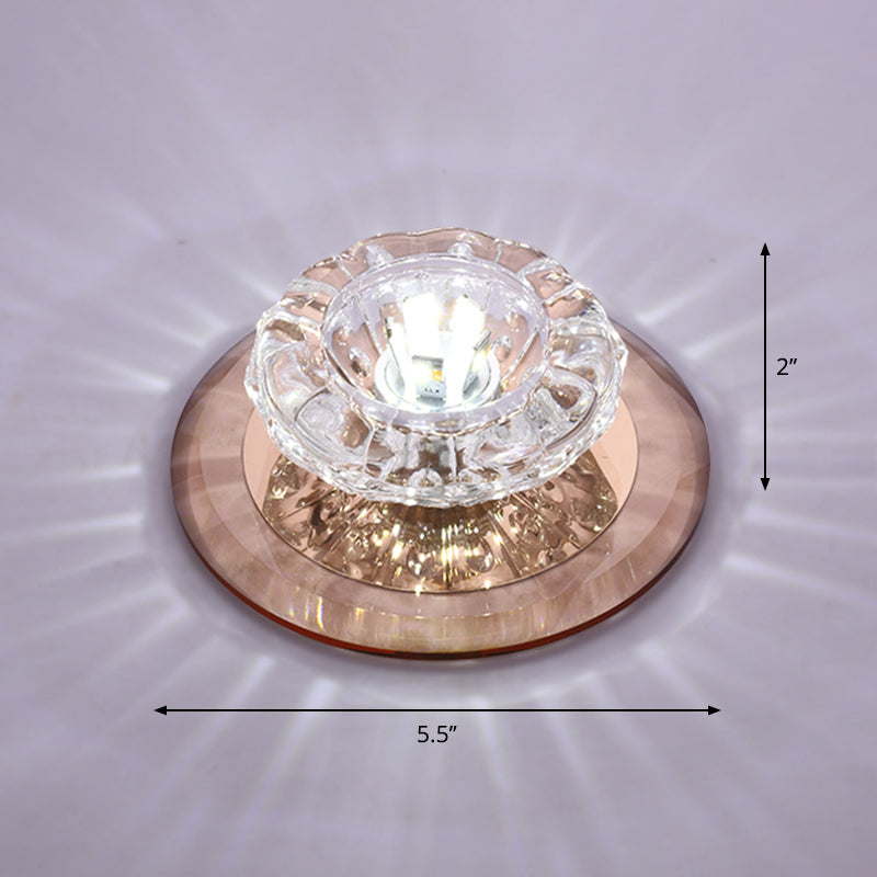 Floral Flush Ceiling Light Contemporary Crystal Entryway LED Flush Mount Lighting Fixture Tan White Clearhalo 'Ceiling Lights' 'Close To Ceiling Lights' 'Close to ceiling' 'Flush mount' Lighting' 2247575
