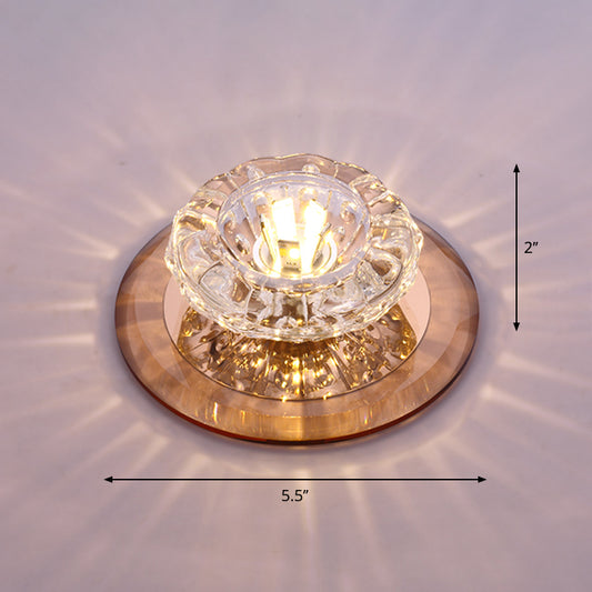 Floral Flush Ceiling Light Contemporary Crystal Entryway LED Flush Mount Lighting Fixture Tan Warm Clearhalo 'Ceiling Lights' 'Close To Ceiling Lights' 'Close to ceiling' 'Flush mount' Lighting' 2247577