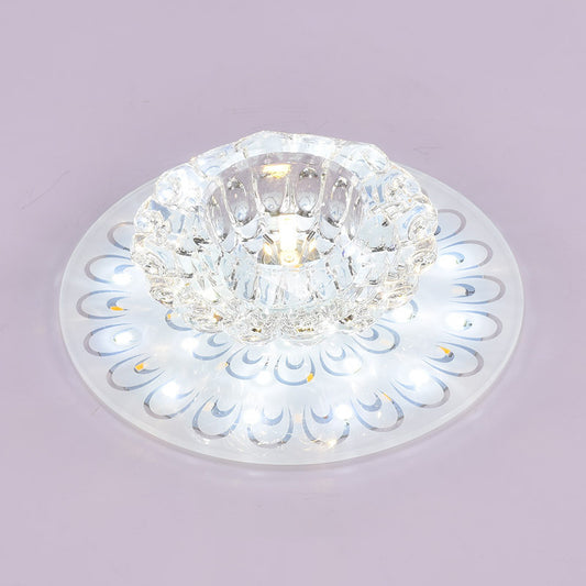 Floral Shade Crystal Flush Mount Lighting Minimalist Clear LED Flush Mount for Corridor Clear White Clearhalo 'Ceiling Lights' 'Close To Ceiling Lights' 'Close to ceiling' 'Flush mount' Lighting' 2247608