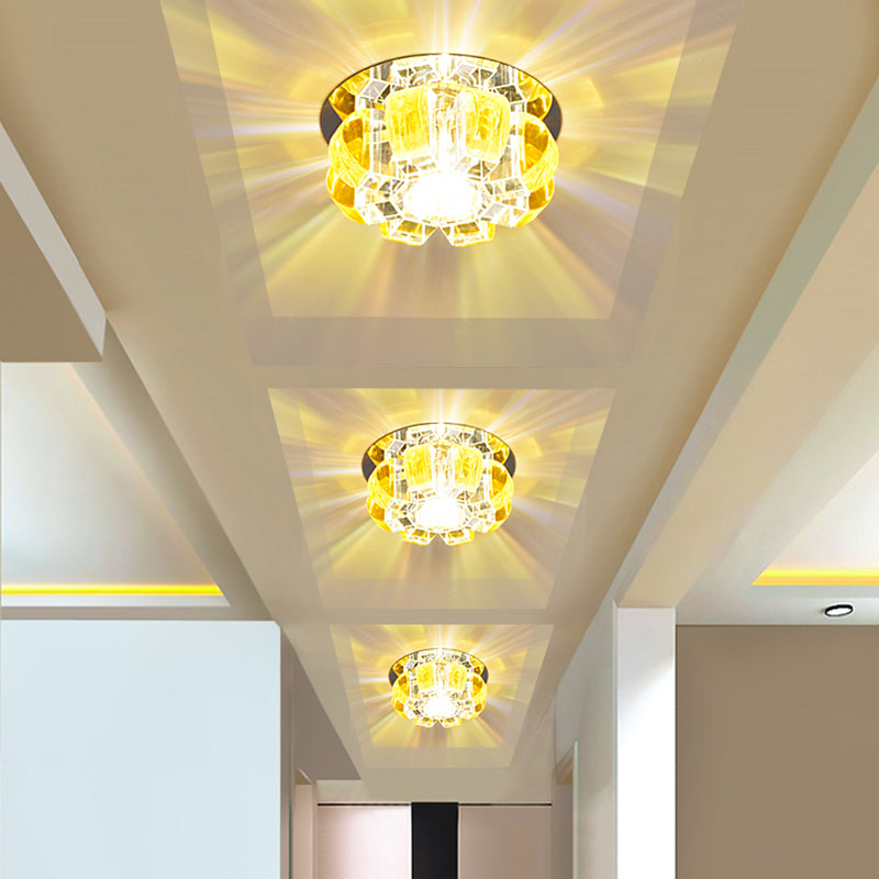 Clear Floral Flush Ceiling Light Contemporary Crystal LED Flush Mount Lighting for Entryway Clearhalo 'Ceiling Lights' 'Close To Ceiling Lights' 'Close to ceiling' 'Flush mount' Lighting' 2247619
