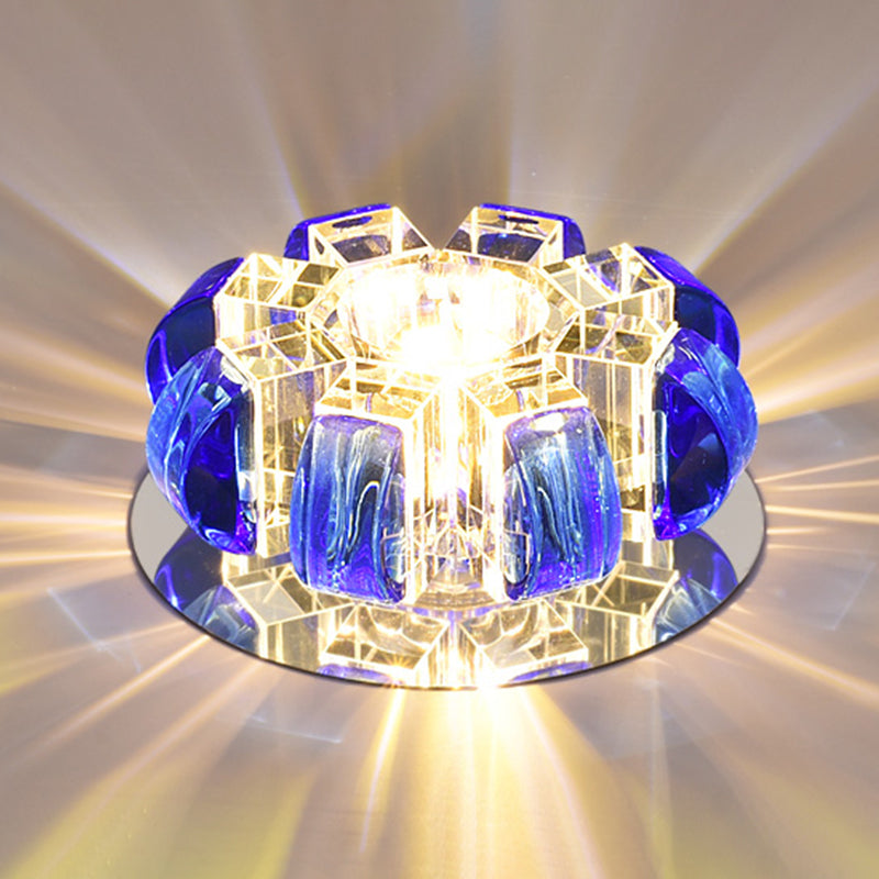Clear Floral Flush Ceiling Light Contemporary Crystal LED Flush Mount Lighting for Entryway Blue Clearhalo 'Ceiling Lights' 'Close To Ceiling Lights' 'Close to ceiling' 'Flush mount' Lighting' 2247621