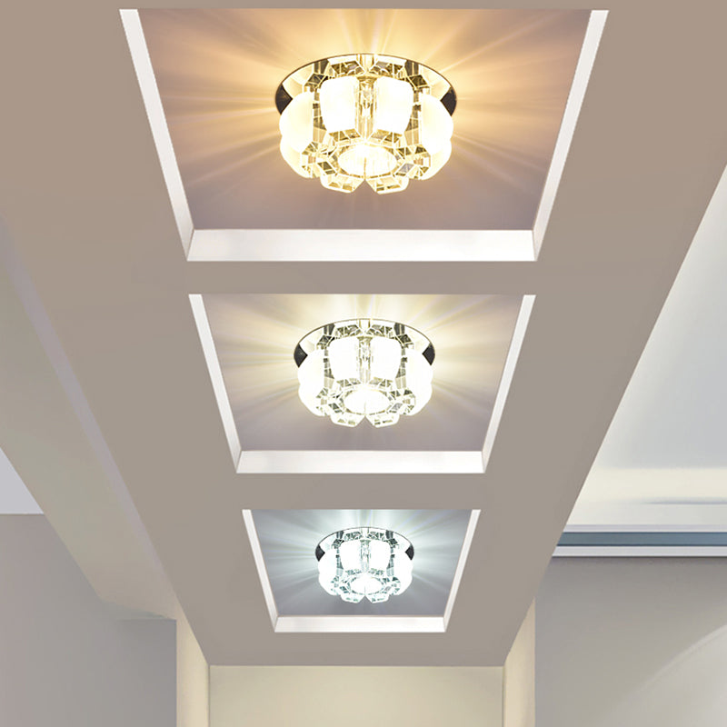 Clear Floral Flush Ceiling Light Contemporary Crystal LED Flush Mount Lighting for Entryway Clearhalo 'Ceiling Lights' 'Close To Ceiling Lights' 'Close to ceiling' 'Flush mount' Lighting' 2247622