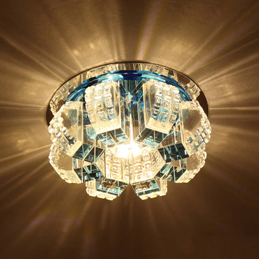 Simple Style Blossom LED Flush Mount Light Crystal Corridor Flush Mount Ceiling Light in Clear Clear Warm Clearhalo 'Ceiling Lights' 'Close To Ceiling Lights' 'Close to ceiling' 'Flush mount' Lighting' 2247630