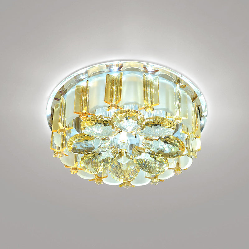 Flower Flush Light Modern Style Crystal Entryway LED Flush Ceiling Light Fixture in Amber Amber White Clearhalo 'Ceiling Lights' 'Close To Ceiling Lights' 'Close to ceiling' 'Flush mount' Lighting' 2247636