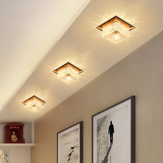 Square Flush Light Modern Style Crystal Entryway LED Flush Ceiling Light Fixture in Clear Clear Warm Clearhalo 'Ceiling Lights' 'Close To Ceiling Lights' 'Close to ceiling' 'Flush mount' Lighting' 2247711