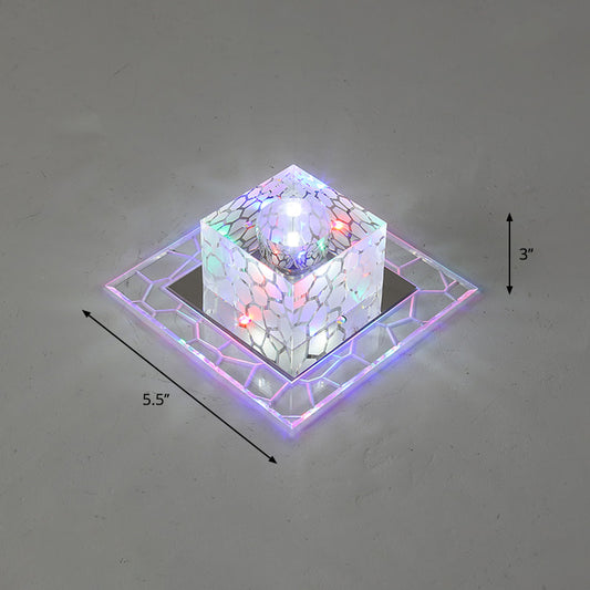 Crystal Square Flush Mount Lighting Minimalist Clear LED Flush Mount Fixture for Passage Clear 5.5" Multi Color Clearhalo 'Ceiling Lights' 'Close To Ceiling Lights' 'Close to ceiling' 'Flush mount' Lighting' 2247716