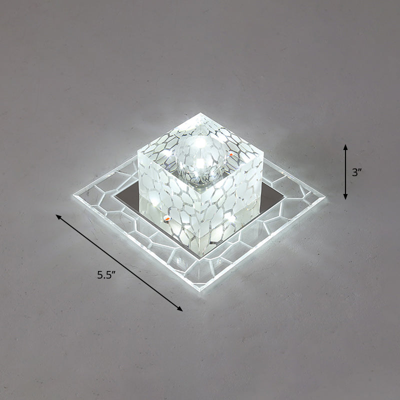 Crystal Square Flush Mount Lighting Minimalist Clear LED Flush Mount Fixture for Passage Clear 5.5" White Clearhalo 'Ceiling Lights' 'Close To Ceiling Lights' 'Close to ceiling' 'Flush mount' Lighting' 2247721