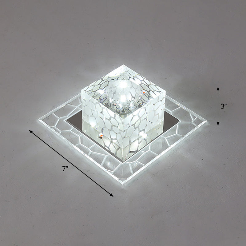Crystal Square Flush Mount Lighting Minimalist Clear LED Flush Mount Fixture for Passage Clear 7" White Clearhalo 'Ceiling Lights' 'Close To Ceiling Lights' 'Close to ceiling' 'Flush mount' Lighting' 2247728
