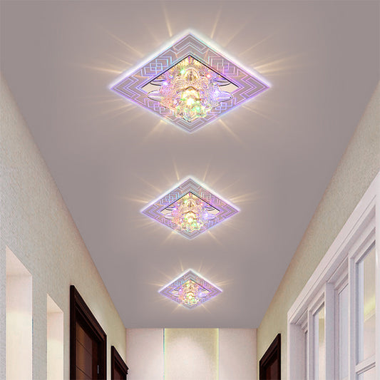 Floral Shade Crystal LED Flush Mount Modern Clear Flushmount Ceiling Light for Passage Clearhalo 'Ceiling Lights' 'Close To Ceiling Lights' 'Close to ceiling' 'Flush mount' Lighting' 2247737