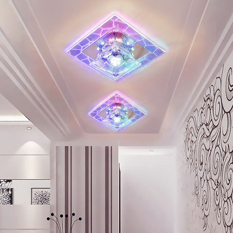 Flared Flush Ceiling Light Contemporary Ribbed Crystal Clear LED Flush Mount Lighting Fixture Clearhalo 'Ceiling Lights' 'Close To Ceiling Lights' 'Close to ceiling' 'Flush mount' Lighting' 2247740