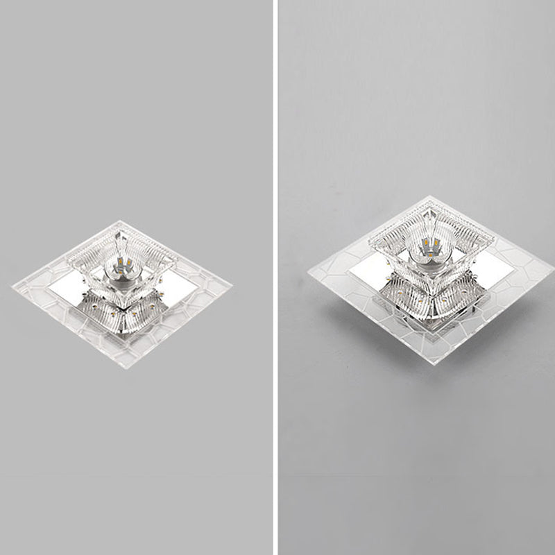 Flared Flush Ceiling Light Contemporary Ribbed Crystal Clear LED Flush Mount Lighting Fixture Clearhalo 'Ceiling Lights' 'Close To Ceiling Lights' 'Close to ceiling' 'Flush mount' Lighting' 2247741