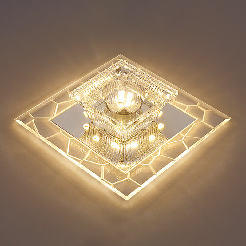 Flared Flush Ceiling Light Contemporary Ribbed Crystal Clear LED Flush Mount Lighting Fixture Clear Warm Clearhalo 'Ceiling Lights' 'Close To Ceiling Lights' 'Close to ceiling' 'Flush mount' Lighting' 2247746