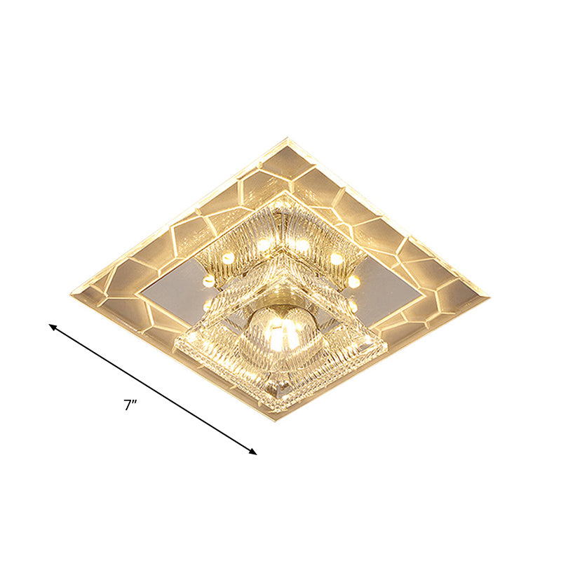 Flared Flush Ceiling Light Contemporary Ribbed Crystal Clear LED Flush Mount Lighting Fixture Clearhalo 'Ceiling Lights' 'Close To Ceiling Lights' 'Close to ceiling' 'Flush mount' Lighting' 2247747