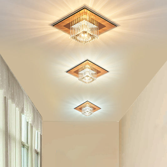 Square Corridor Flush Mount Lighting Prismatic Crystal Minimalist LED Flush Mount Fixture Clearhalo 'Ceiling Lights' 'Close To Ceiling Lights' 'Close to ceiling' 'Flush mount' Lighting' 2247780