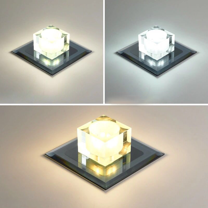 Modern Mini Square LED Flush Mount Crystal Entryway Flushmount Ceiling Light Fixture Black Third Gear Clearhalo 'Ceiling Lights' 'Close To Ceiling Lights' 'Close to ceiling' 'Flush mount' Lighting' 2247833