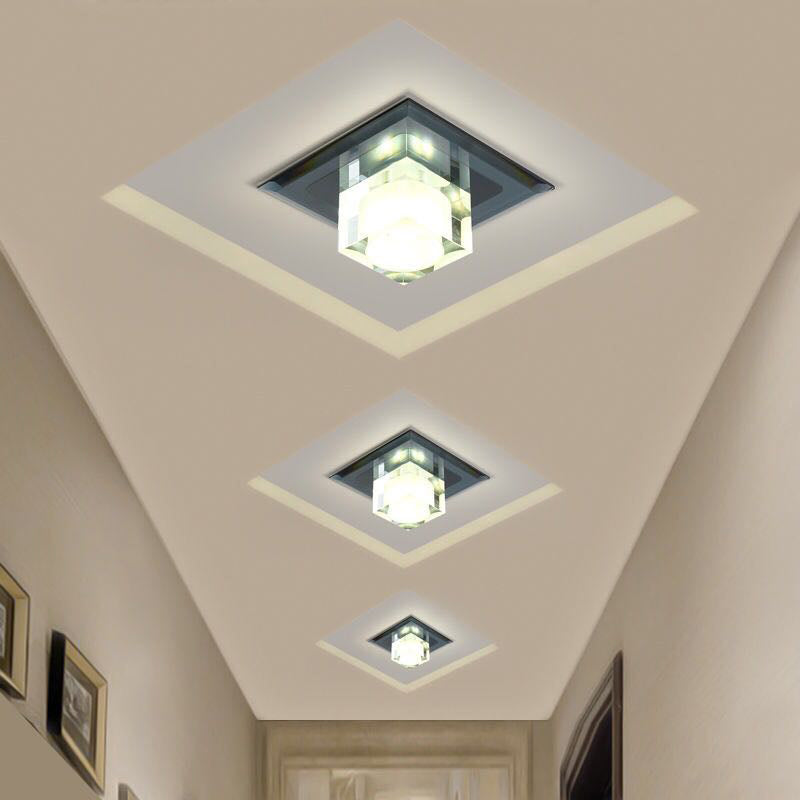 Modern Mini Square LED Flush Mount Crystal Entryway Flushmount Ceiling Light Fixture Clearhalo 'Ceiling Lights' 'Close To Ceiling Lights' 'Close to ceiling' 'Flush mount' Lighting' 2247835