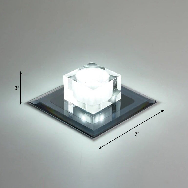 Modern Mini Square LED Flush Mount Crystal Entryway Flushmount Ceiling Light Fixture Black White Clearhalo 'Ceiling Lights' 'Close To Ceiling Lights' 'Close to ceiling' 'Flush mount' Lighting' 2247836