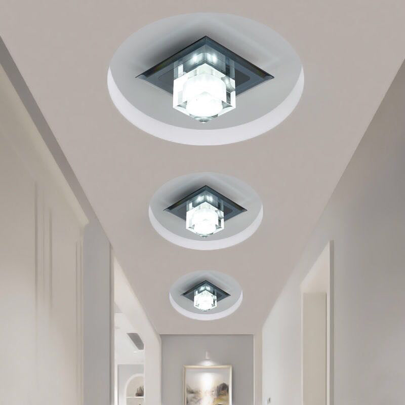 Modern Mini Square LED Flush Mount Crystal Entryway Flushmount Ceiling Light Fixture Clearhalo 'Ceiling Lights' 'Close To Ceiling Lights' 'Close to ceiling' 'Flush mount' Lighting' 2247839