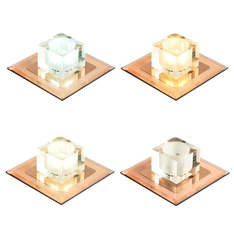 Modern Mini Square LED Flush Mount Crystal Entryway Flushmount Ceiling Light Fixture Clearhalo 'Ceiling Lights' 'Close To Ceiling Lights' 'Close to ceiling' 'Flush mount' Lighting' 2247841