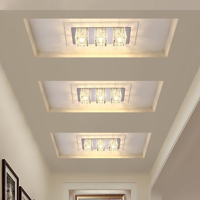 Rectangular Flush Ceiling Light Contemporary Crystal Block Corridor LED Flush Mount Lighting in Clear Clearhalo 'Ceiling Lights' 'Close To Ceiling Lights' 'Close to ceiling' 'Flush mount' Lighting' 2247846